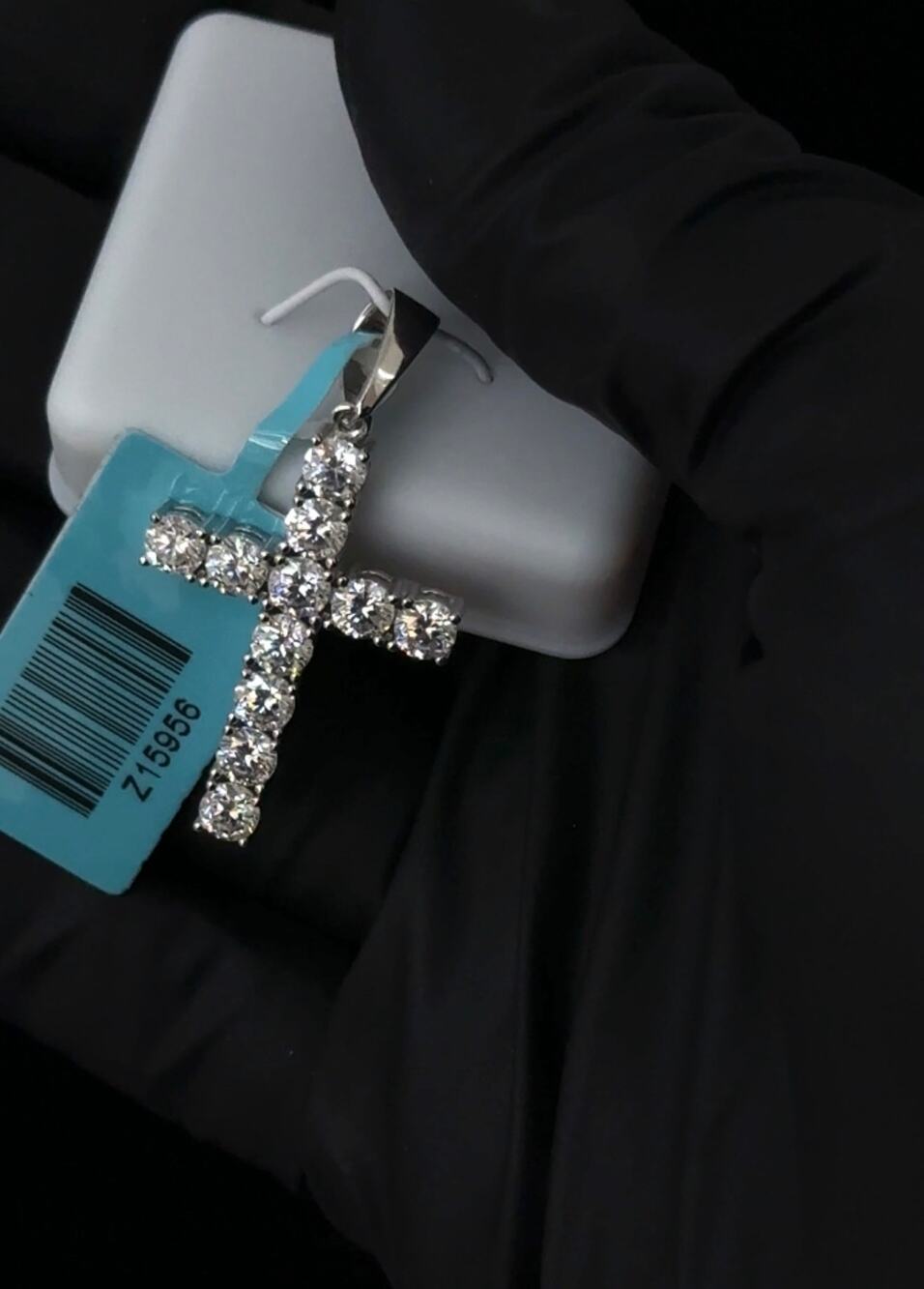 Sterling Silver Cross Pendant with 2.42 Moissanite
